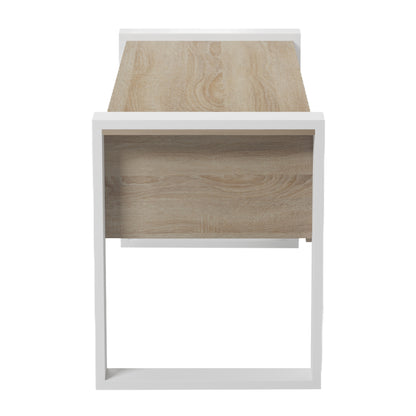 DESK WITH 2 DRAWERS TONTEL HM2157.01 MELAMINE IN SONAMA--WHITE LEGS 160x60x73Hcm.