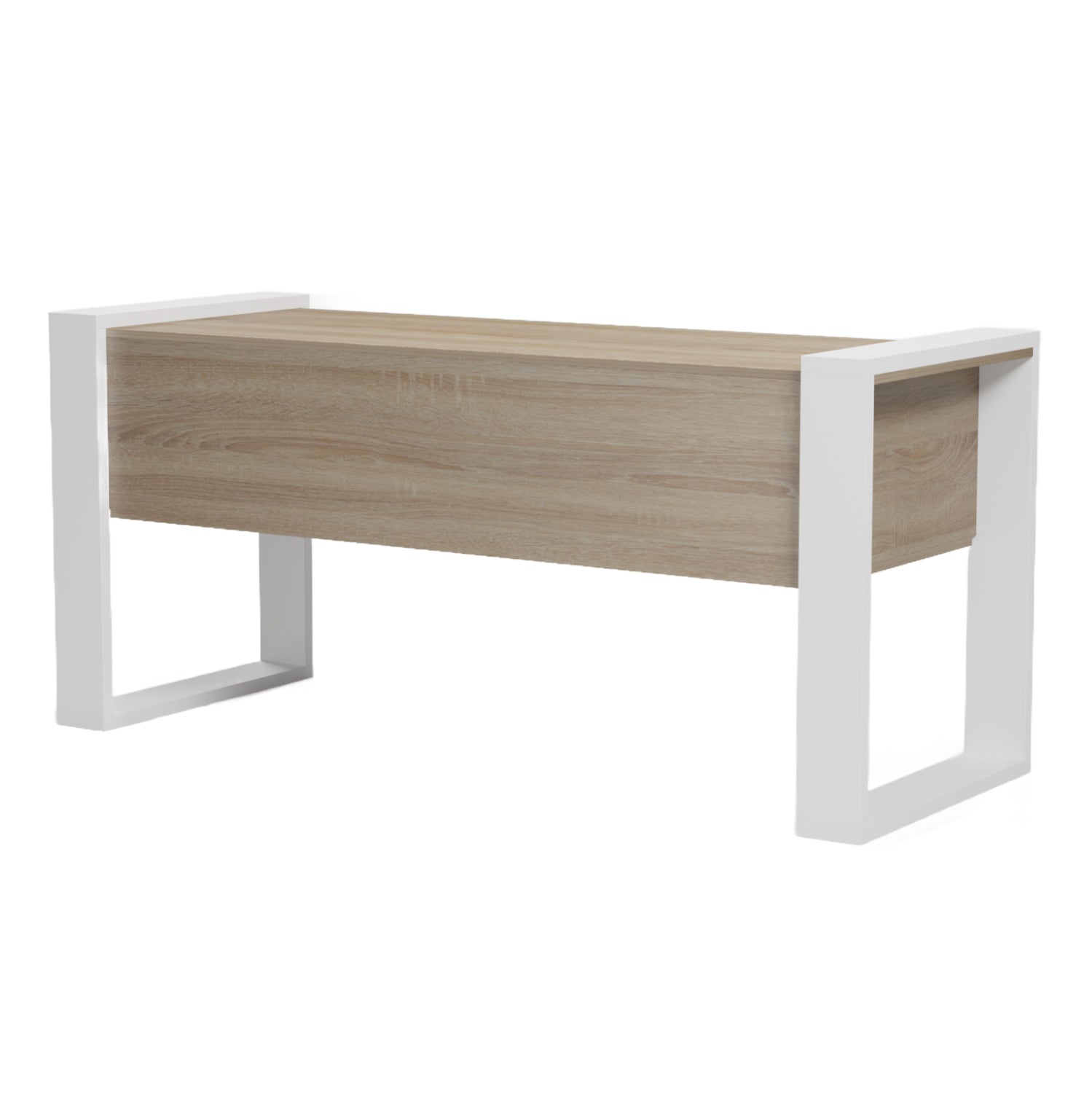 DESK WITH 2 DRAWERS TONTEL HM2157.01 MELAMINE IN SONAMA--WHITE LEGS 160x60x73Hcm.
