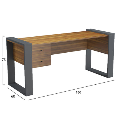 DESK WITH 2 DRAWERS TONTEL HM2157.03 MELAMINE IN WALNUT--GREY LEGS 160x60x73Hcm.