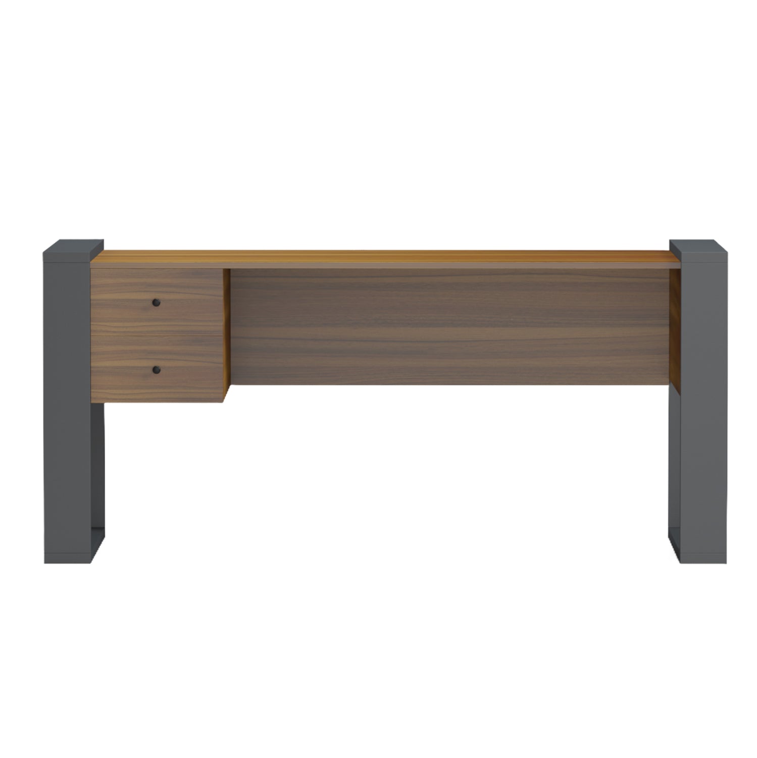 DESK WITH 2 DRAWERS TONTEL HM2157.03 MELAMINE IN WALNUT--GREY LEGS 160x60x73Hcm.
