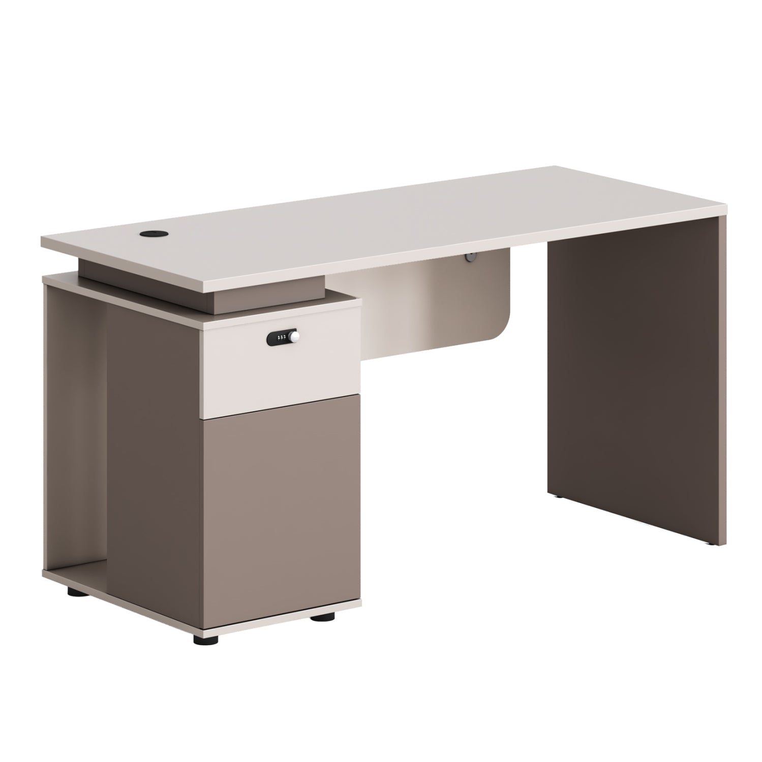 OFFICE DESK LEFT CABINET NEWLINE HM18274L MELAMINE IN CREAM WHITE-LIGHT BROWN 120x60x75Hcm.