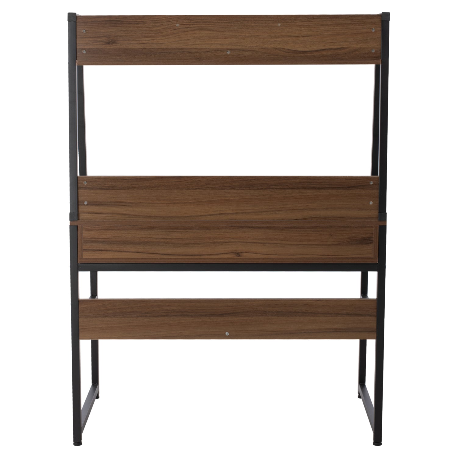 DESK WITH BOOKCASE TANAYA HM2390.12 MELAMINE IN WALNUT & METAL BLACK FRAME 100x48x139H cm.