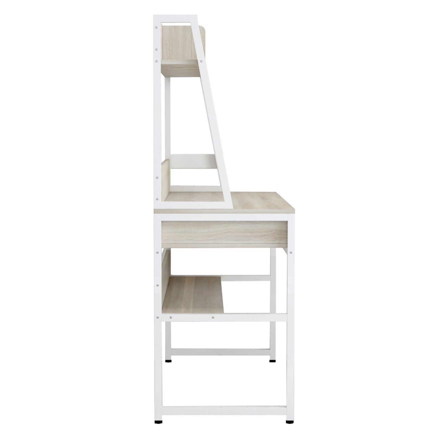 DESK WITH BOOKCASE TANAYA HM2390.13 MELAMINE IN SONAMA & METAL WHITE FRAME 100x48x139H cm.
