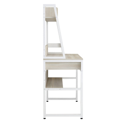 DESK WITH BOOKCASE TANAYA HM2390.13 MELAMINE IN SONAMA & METAL WHITE FRAME 100x48x139H cm.
