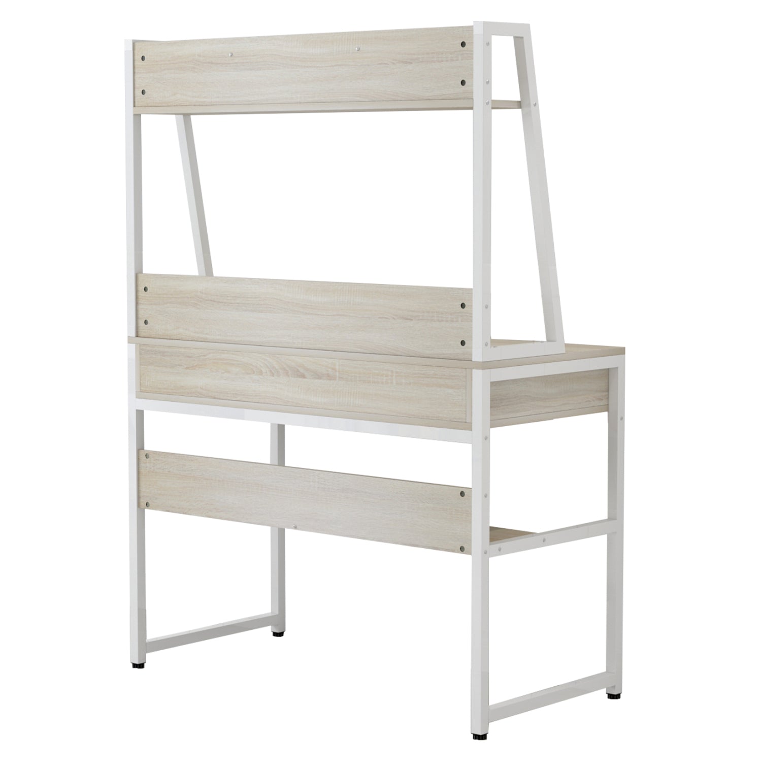 DESK WITH BOOKCASE TANAYA HM2390.13 MELAMINE IN SONAMA & METAL WHITE FRAME 100x48x139H cm.