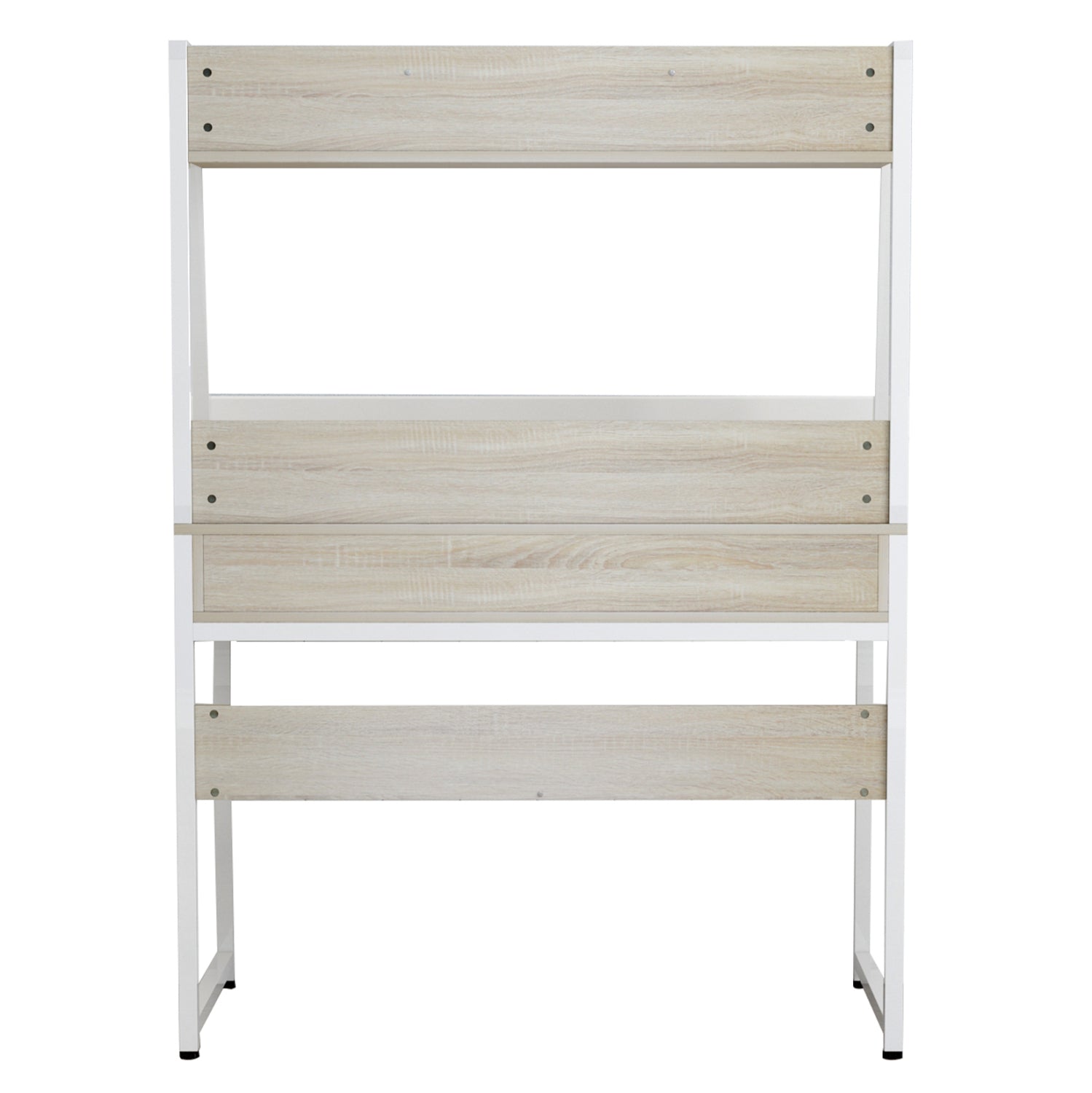 DESK WITH BOOKCASE TANAYA HM2390.13 MELAMINE IN SONAMA & METAL WHITE FRAME 100x48x139H cm.