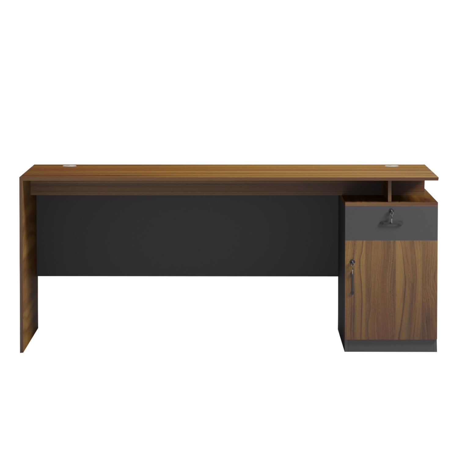 OFFICE DESK WITH RIGHT SIDE CABINET TACTIC HM18387.03 MELAMINE IN WALNUT/GREY 180x90x76Hcm