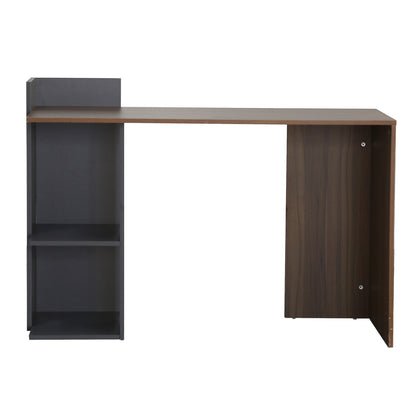 MELAMINE DESK WITH SHELVES SYNDYA HM8994.01 WALNUT- GRAY 112x55x85H cm.