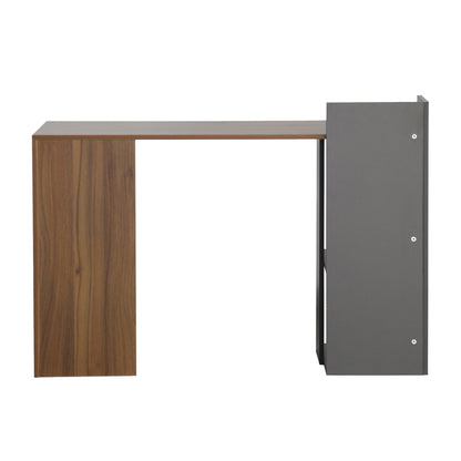 MELAMINE DESK WITH SHELVES SYNDYA HM8994.01 WALNUT- GRAY 112x55x85H cm.