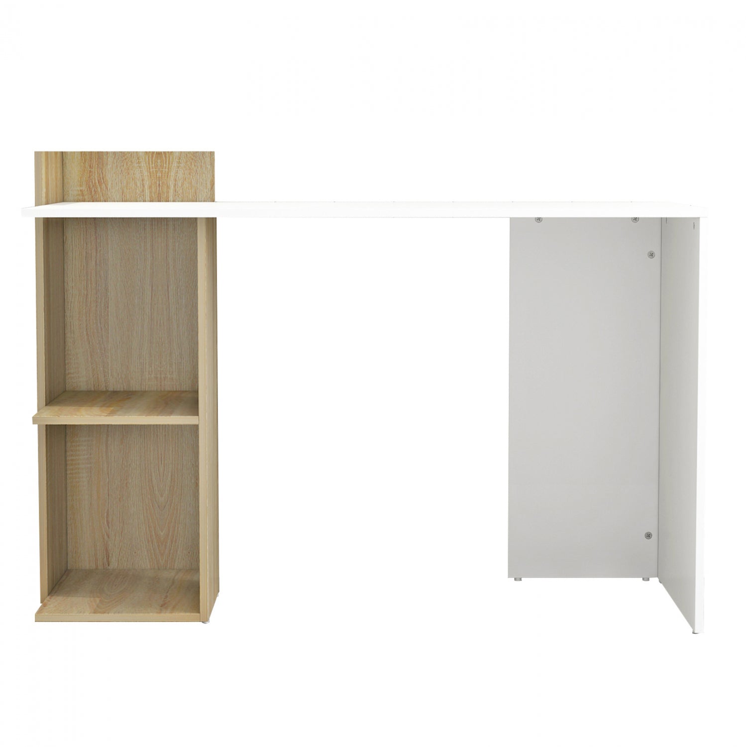 MELAMINE DESK WITH SHELVES SYNDYA HM8994.02 SONAMA- WHITE 112x55x85Hcm.
