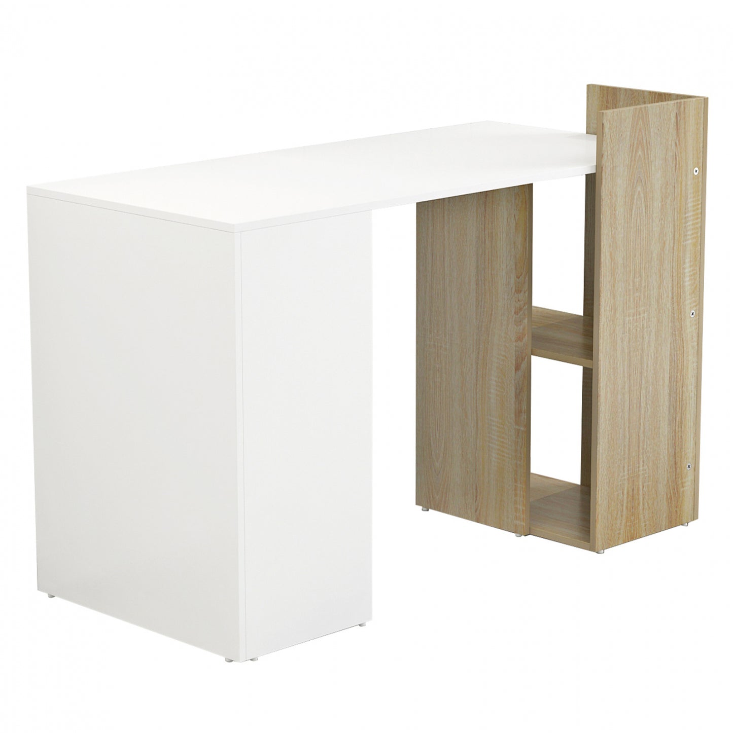 MELAMINE DESK WITH SHELVES SYNDYA HM8994.02 SONAMA- WHITE 112x55x85Hcm.