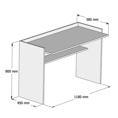 DESK MELAMINE GREY-WHITE 118x58x80Hcm.HM9227.13