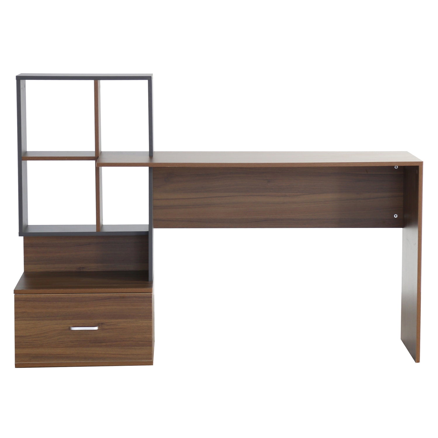 MELAMINE OFFICE WITH BOOKCASE SYNDYA HM8993.01 WALNUT -GRAY 149x48x105Hcm.