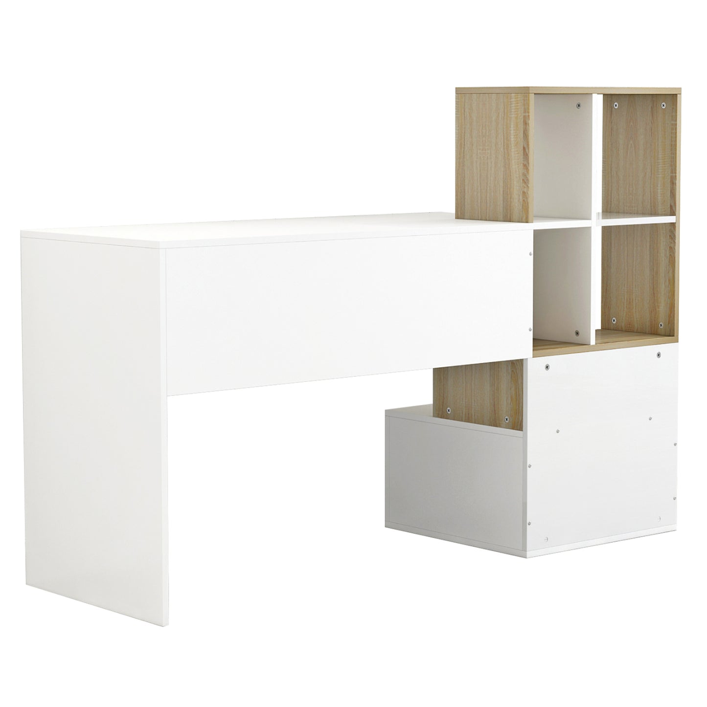 MELAMINE OFFICE WITH BOOKCASE SYNDYA HM8993.02 WHITE SONAMA 149x48x105Y cm.