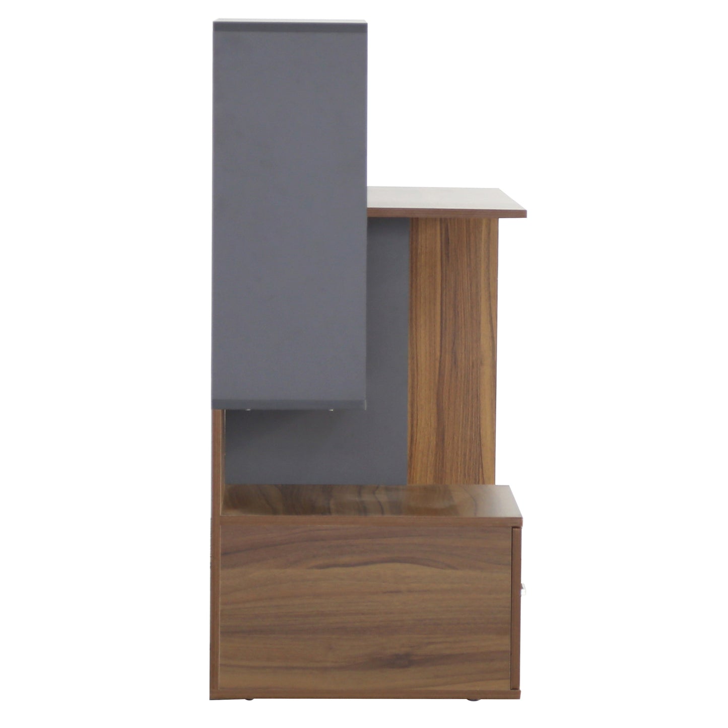 MELAMINE OFFICE WITH BOOKCASE SYNDYA HM8993.01 WALNUT -GRAY 149x48x105Hcm.
