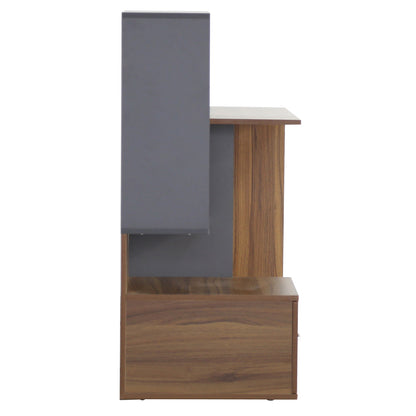 MELAMINE OFFICE WITH BOOKCASE SYNDYA HM8993.01 WALNUT -GRAY 149x48x105Hcm.