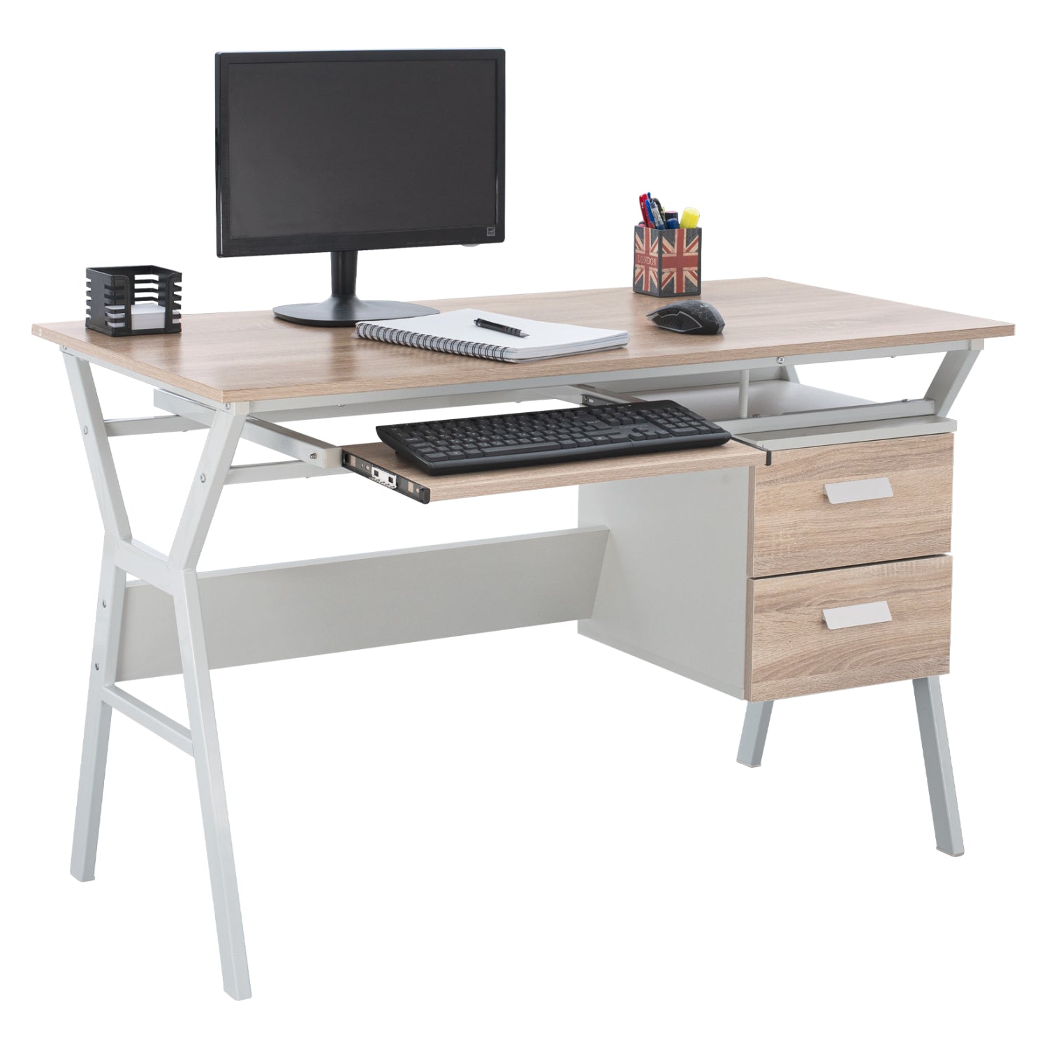 DESK VITINO HM2130.01, SONAMA-WHITE, 120X60X76H