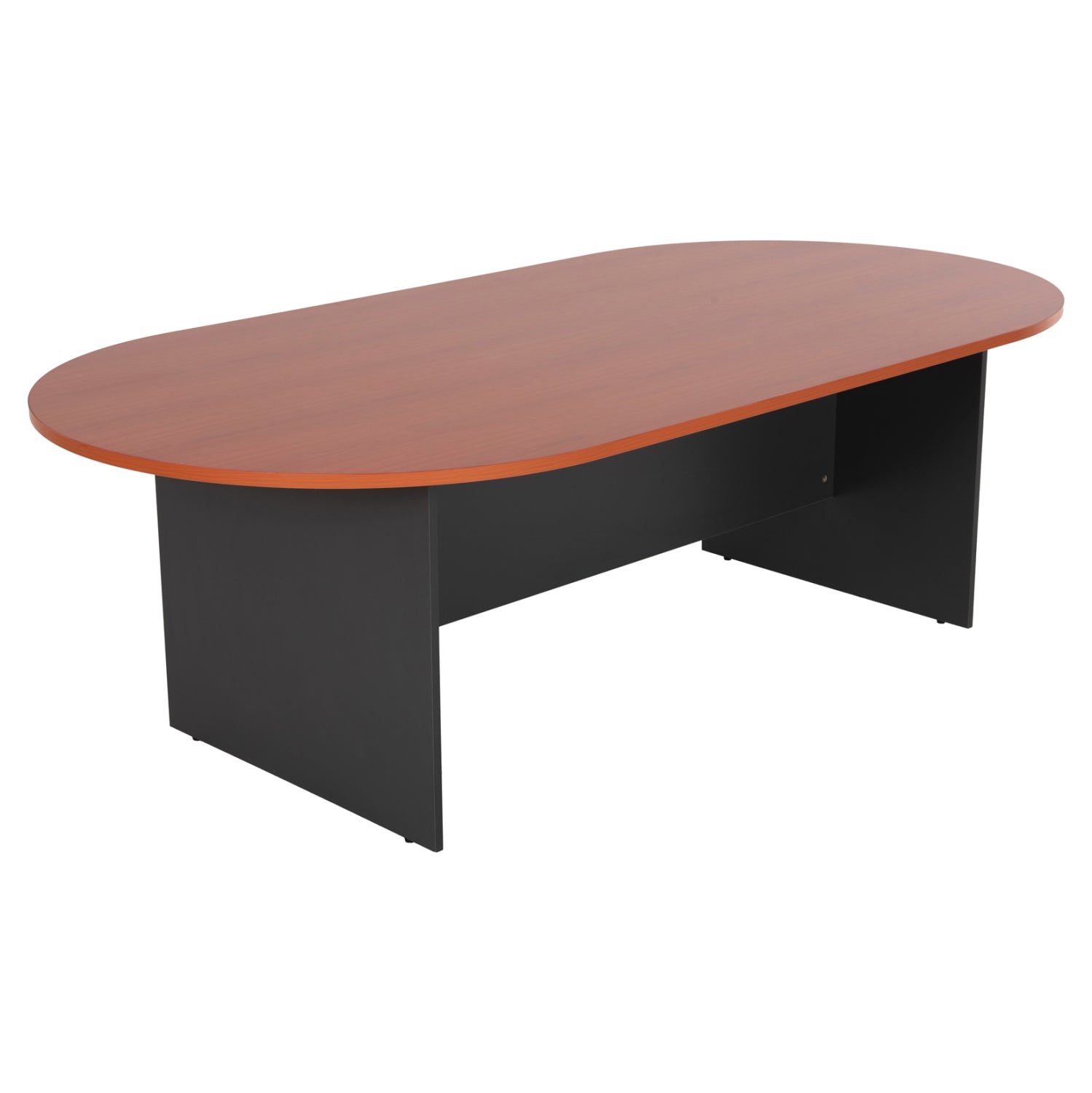 CONFERENCE OVAL DESK SIENNA HM2134.03 MELAMINE IN ANTHRACITE-TOP IN CHERRY 240x120x75Hcm.