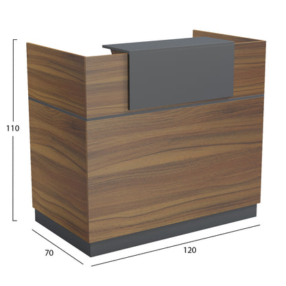 RECEPTION DESK BARRY HM2152.03 MELAMINE IN WALNUT/GREY 120x70x110Hcm.