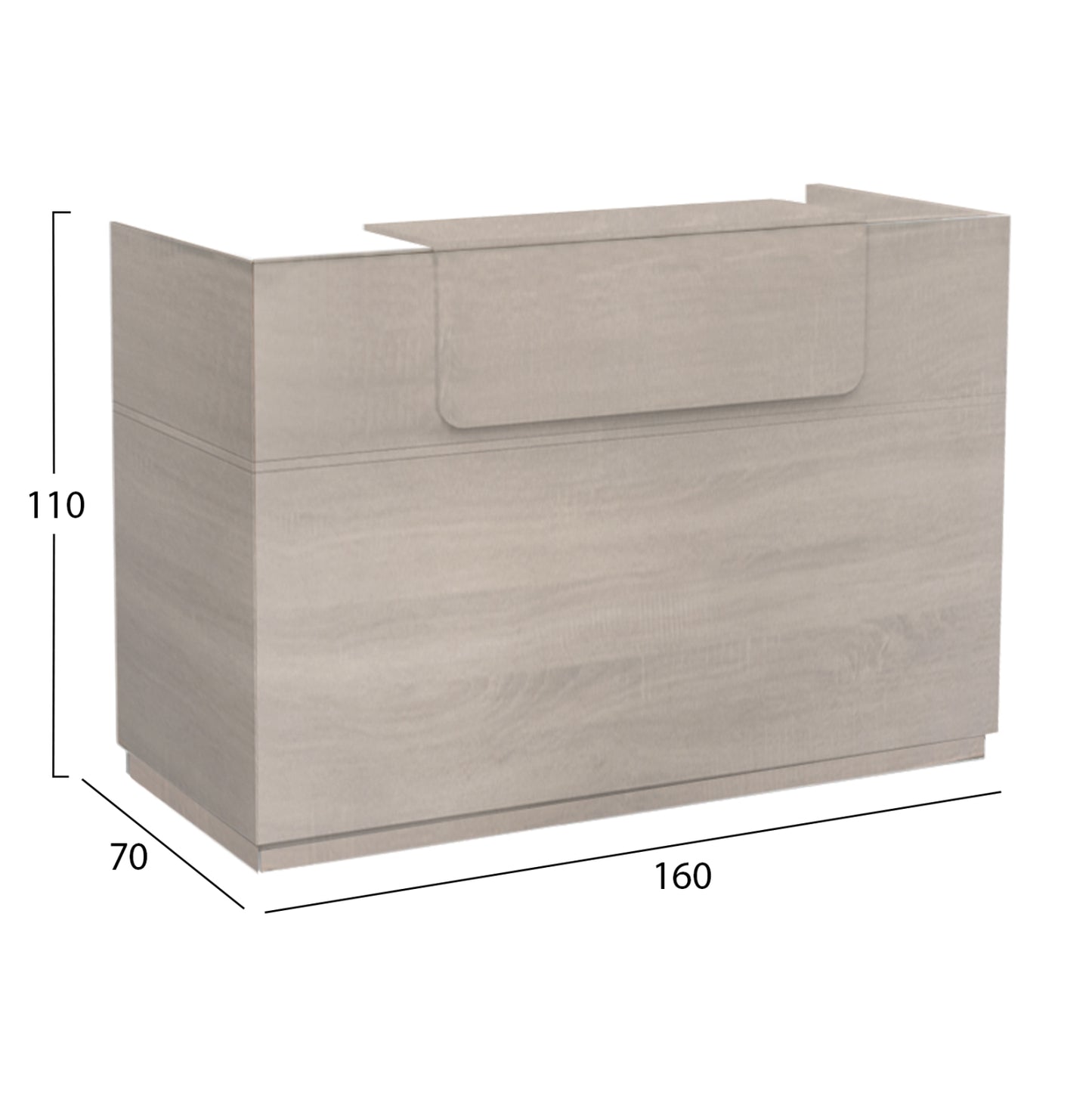 RECEPTION DESK BARRY HM2153.01 MELAMINE IN SONAMA COLOR 160x70x110Hcm.
