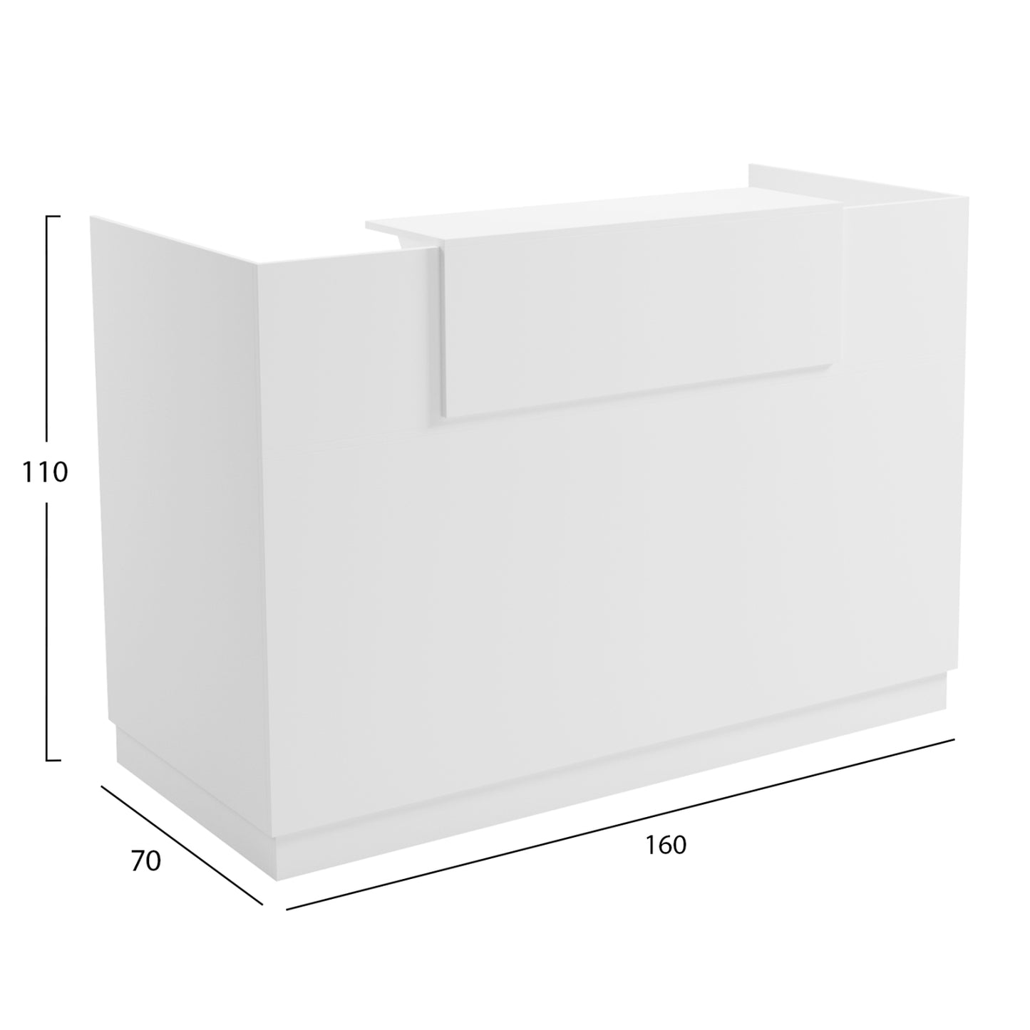 RECEPTION DESK BARRY HM2153.02 MELAMINE IN ALL WHITE 160x70x110Hcm.
