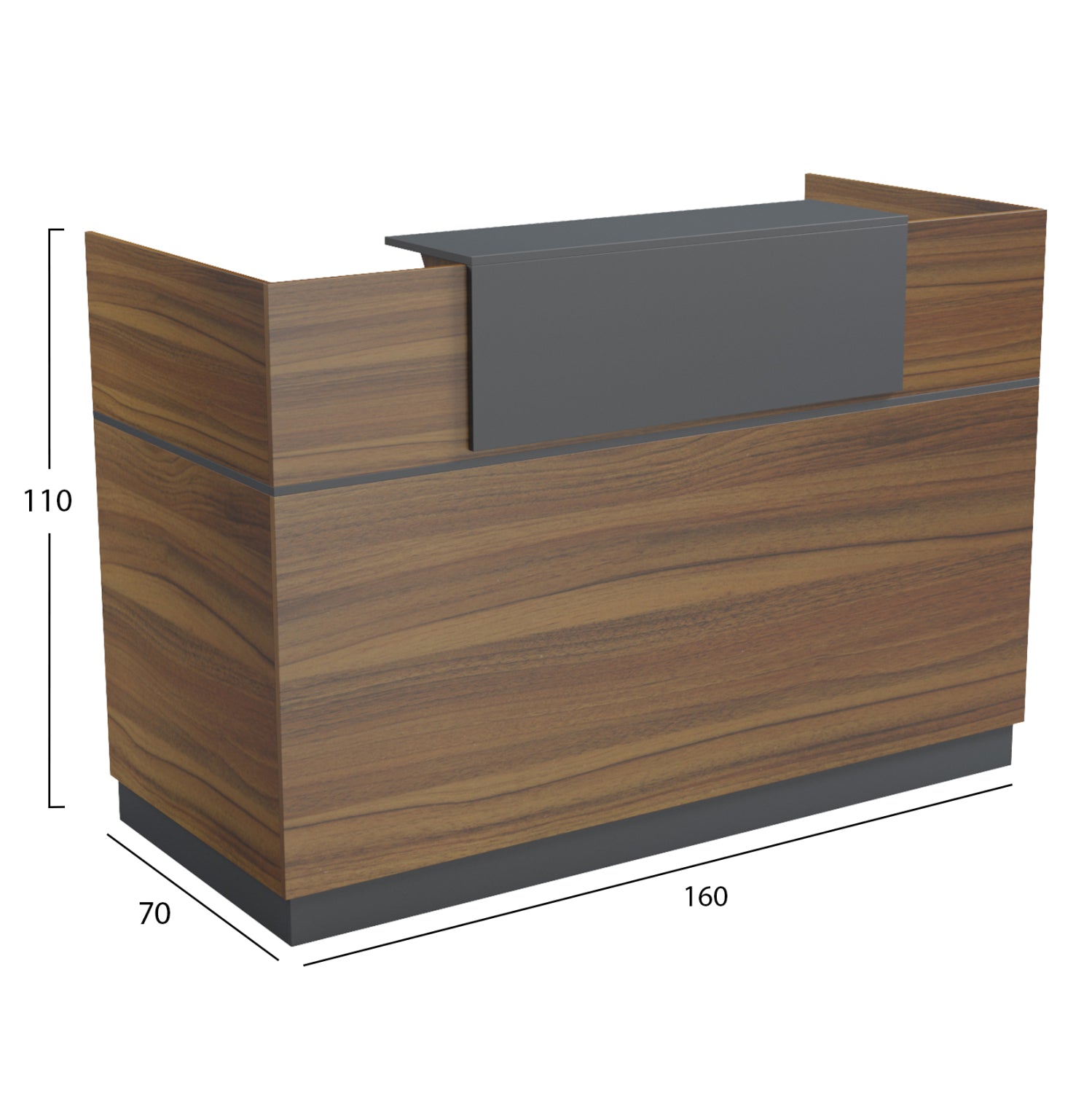 RECEPTION DESK BARRY HM2153.03 MELAMINE IN WALNUT-GREY 160x70x110Hcm.