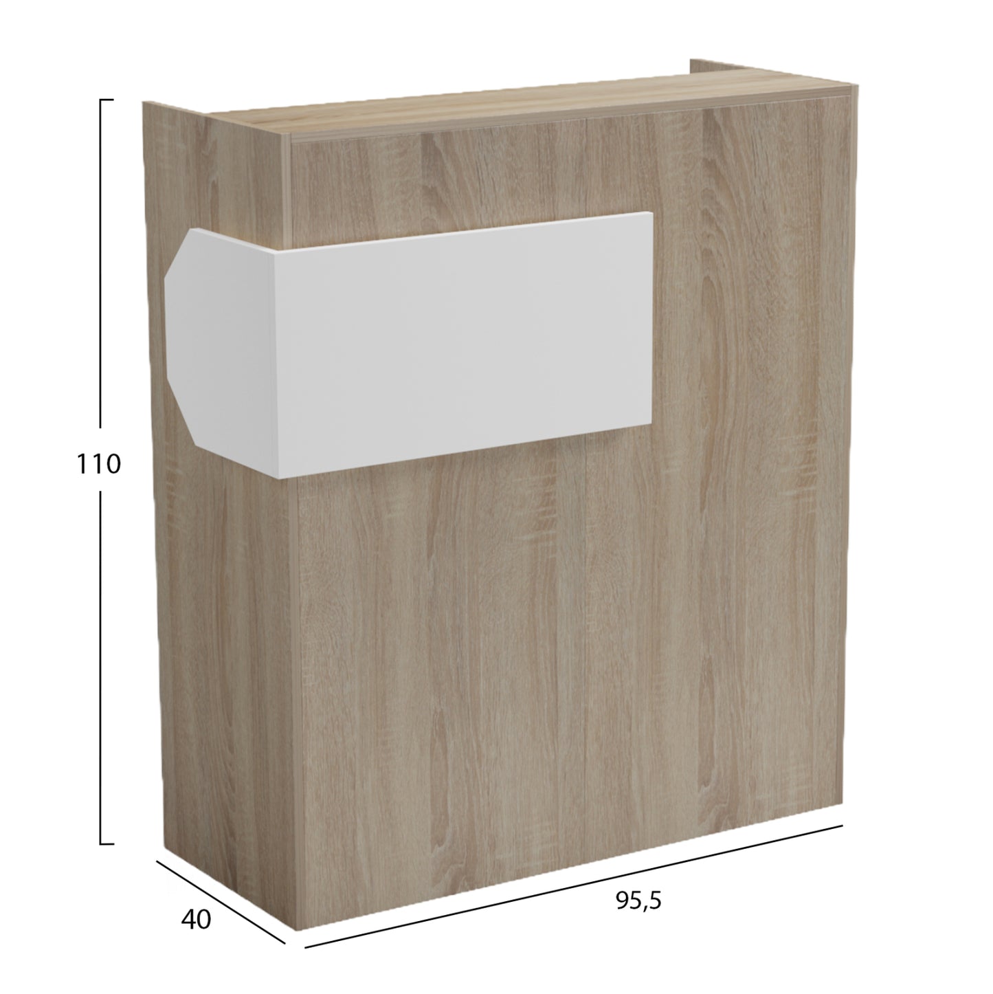 RECEPTION DESK GAND HM2154.01 MELAMINE IN SONAMA/WHITE 95.5x40x110Hcm.
