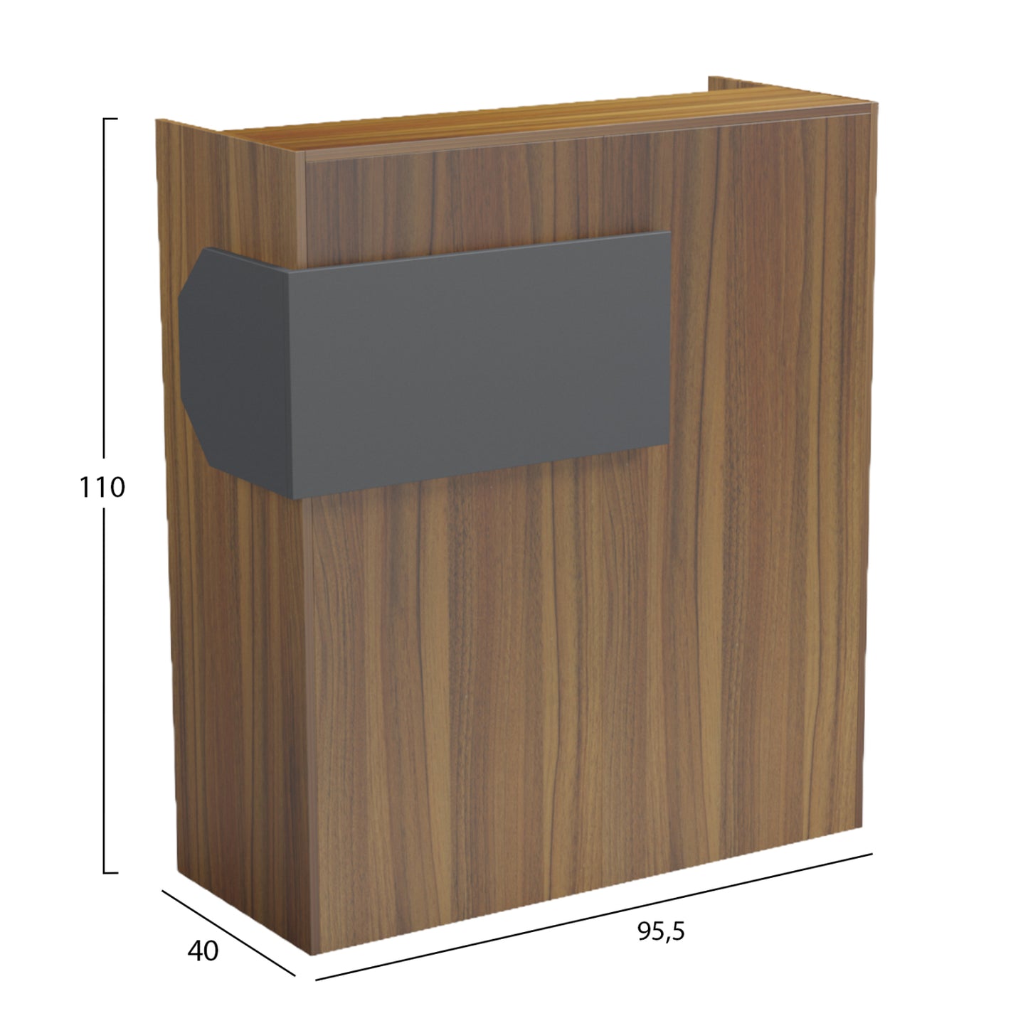 RECEPTION DESK GAND HM2154.03 MELAMINE IN WALNUT-GREY 95.5x40x110Hcm.