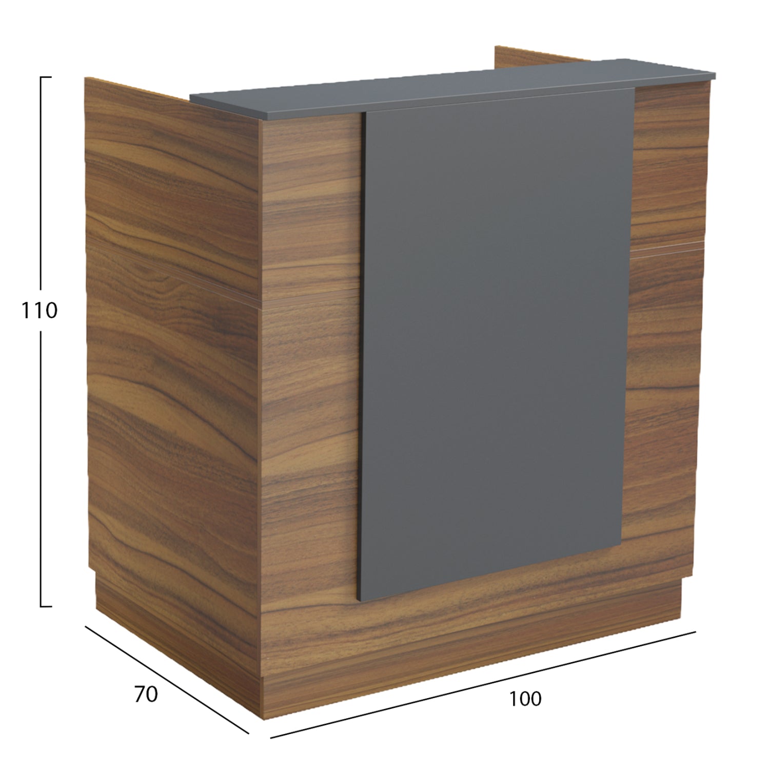 RECEPTION DESK KARMEN HM2155.03 MELAMINE IN WALNUT/GREY 100x70x110Hcm.