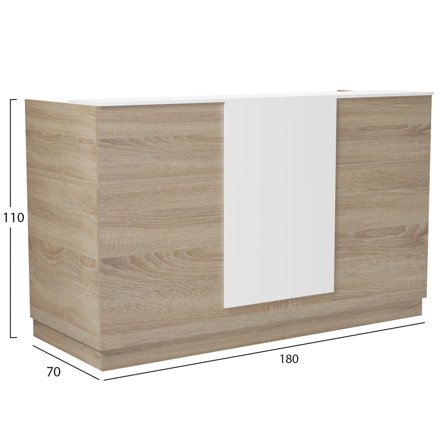 RECEPTION DESK KRONIC HM2156.01 MELAMINE IN SONAMA/WHITE 180x70x110Hcm.