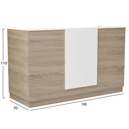 RECEPTION DESK KRONIC HM2156.01 MELAMINE IN SONAMA/WHITE 180x70x110Hcm.