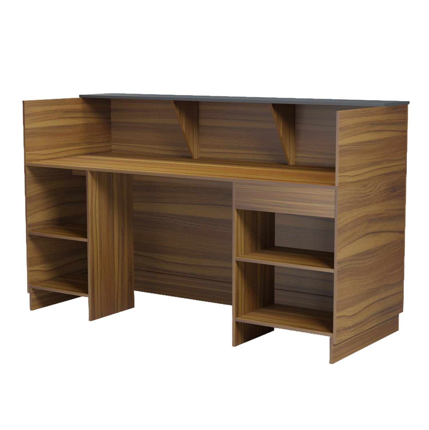 RECEPTION DESK KRONIC HM2156.03 MELAMINE IN WALNUT/GREY 180x70x110Hcm.