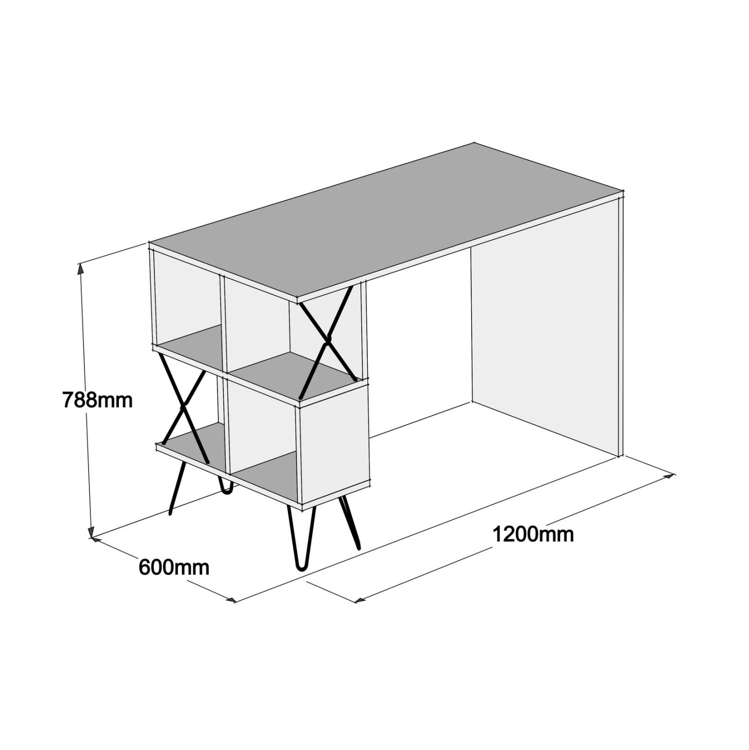 STUDY DESK HM9509.01 MELAMINE NATURAL OAK WITH SHELVES 120x60x78.8Hcm.
