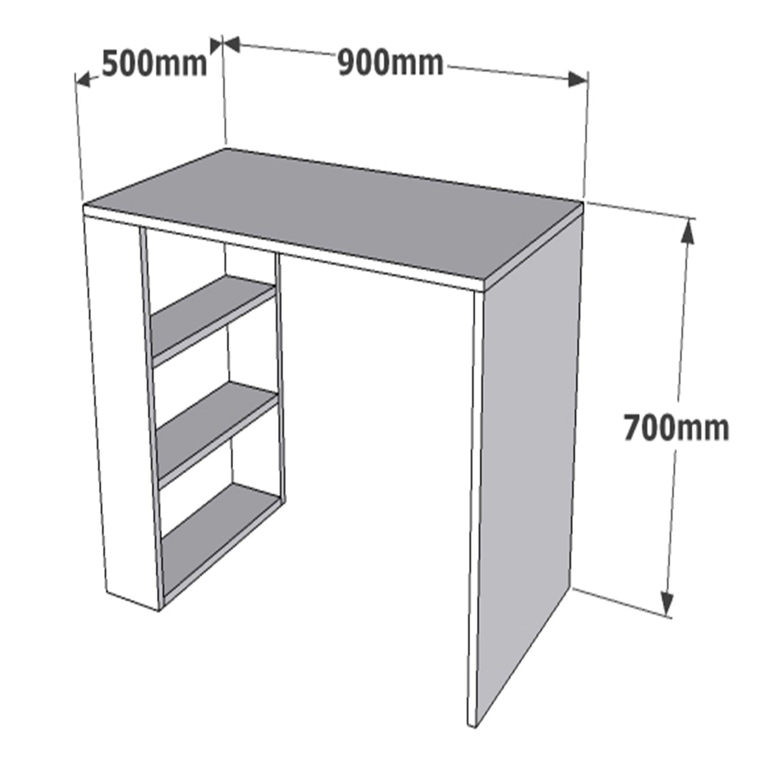 Desk office melamine in white color HM8884.01 90x50x70 cm.