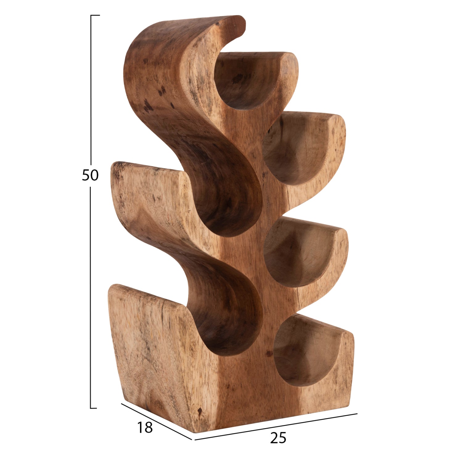 BOTTLE RACK 6-PLACE DIONY HM9485.11 SUAR WOOD--NATURAL COLOR 25x18x50Hcm.
