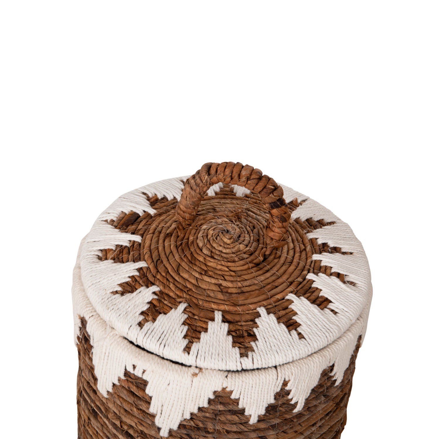 ROUND BASKETS WITH LID 3PCS HM4306 RUSH IN NATURAL-WHITE Φ42x63Hcm.