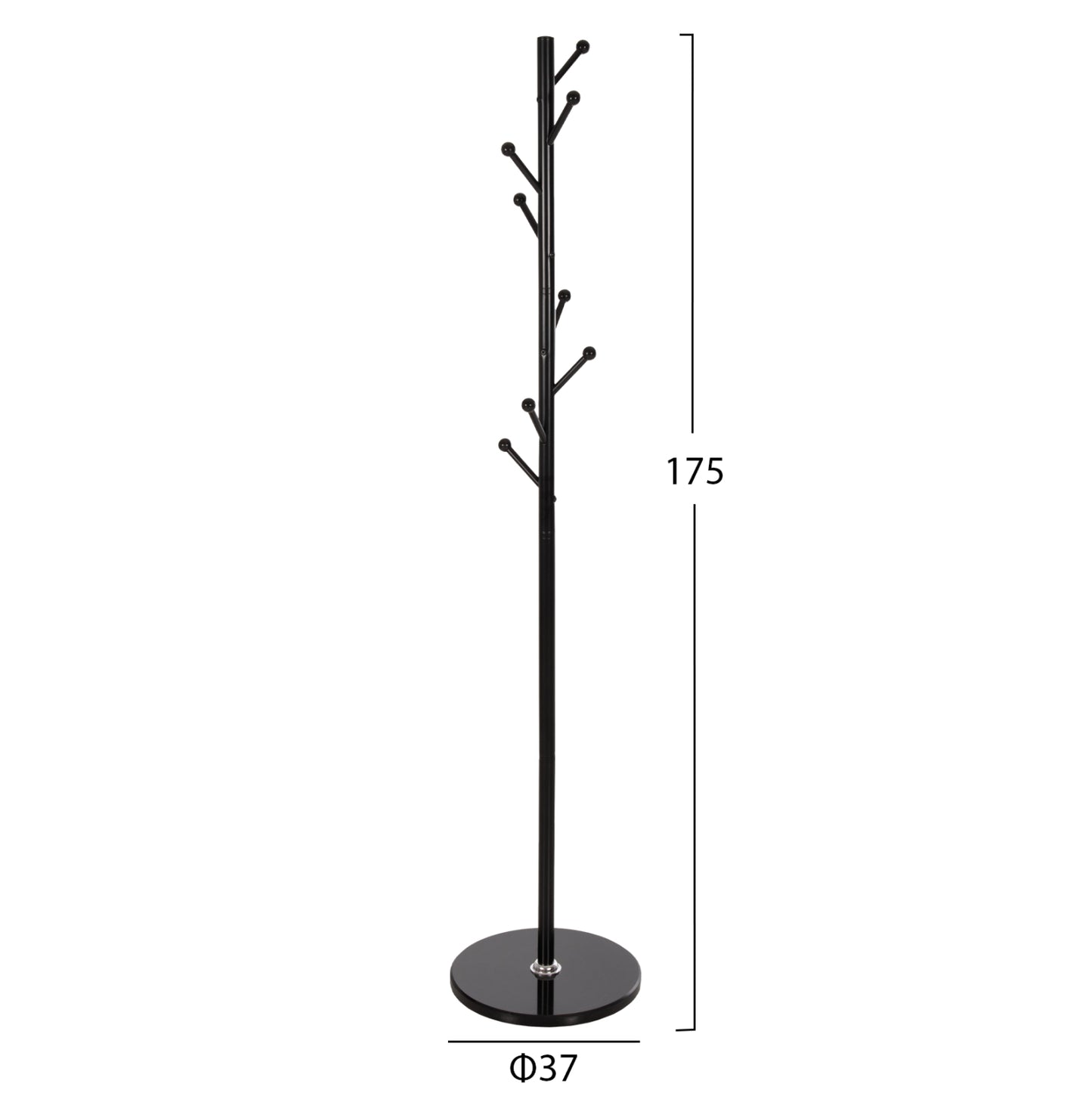 FLOOR STANDING HANGER HM9576.01 METALLIC 8 HANGING POSITIONS-BLACK Φ37x175Hcm.