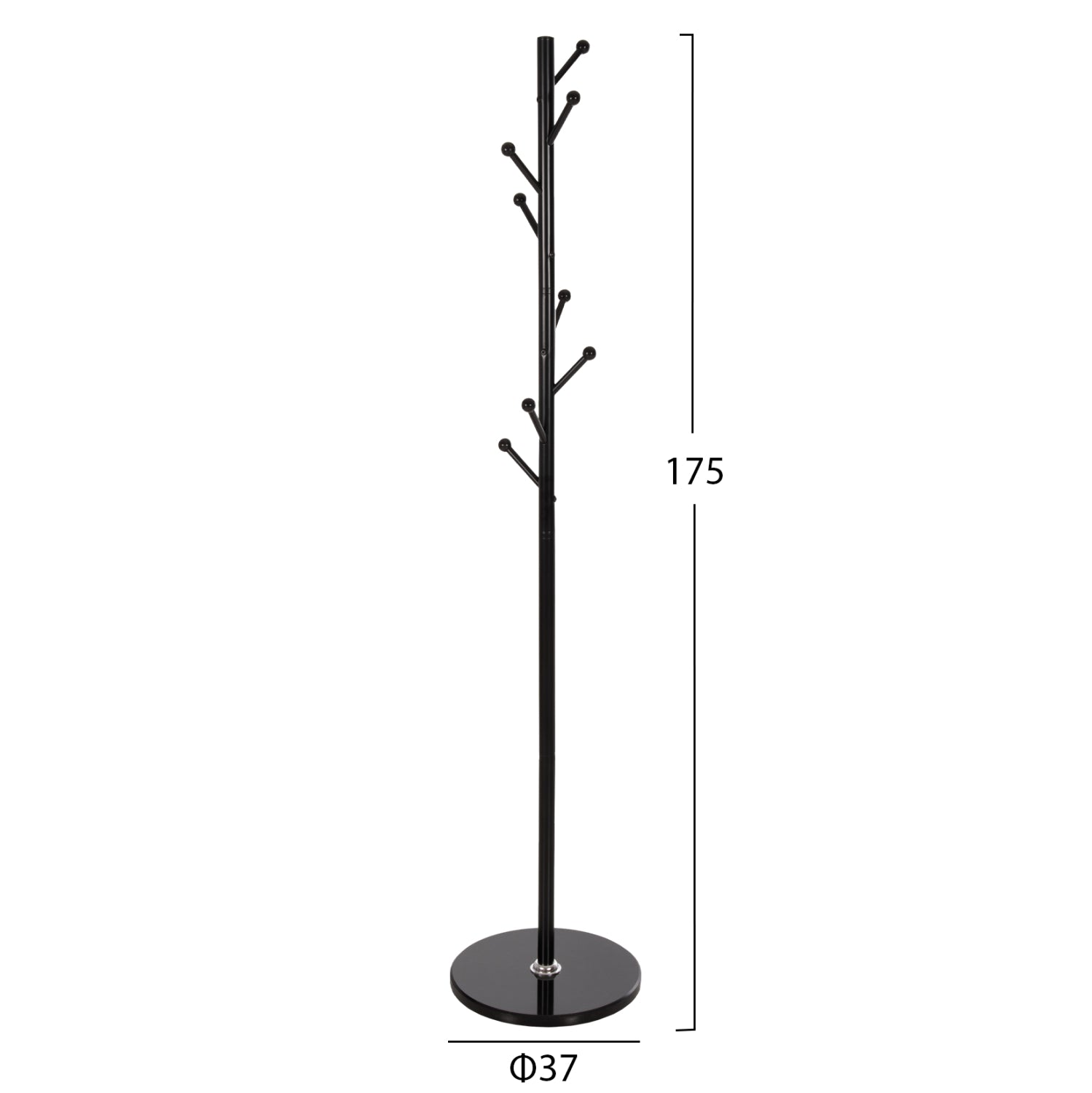 FLOOR STANDING HANGER HM9576.01 METALLIC 8 HANGING POSITIONS-BLACK Φ37x175Hcm.