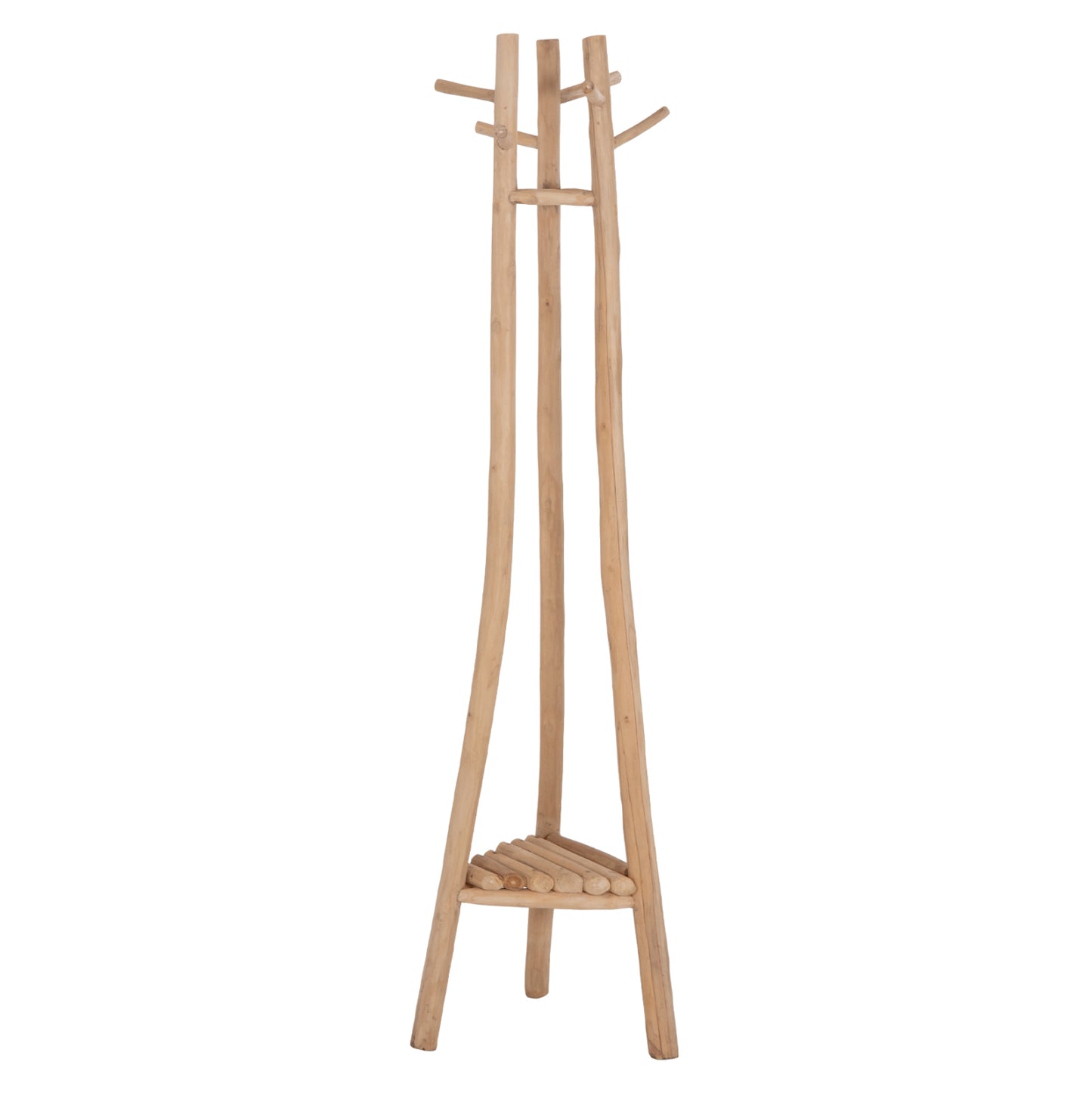FLOOR STANDING HANGER TRIDEM HM4881 TEAK WOOD IN NATURAL 52x52x200Hcm.