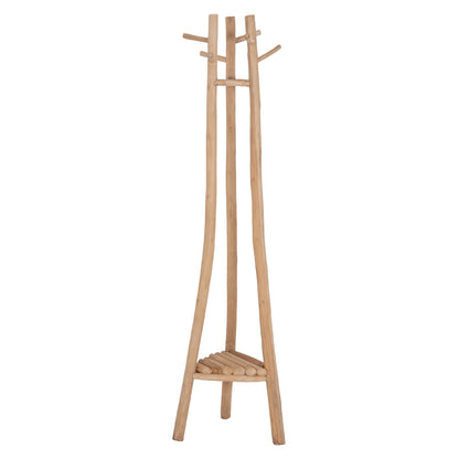 FLOOR STANDING HANGER TRIDEM HM4881 TEAK WOOD IN NATURAL 52x52x200Hcm.