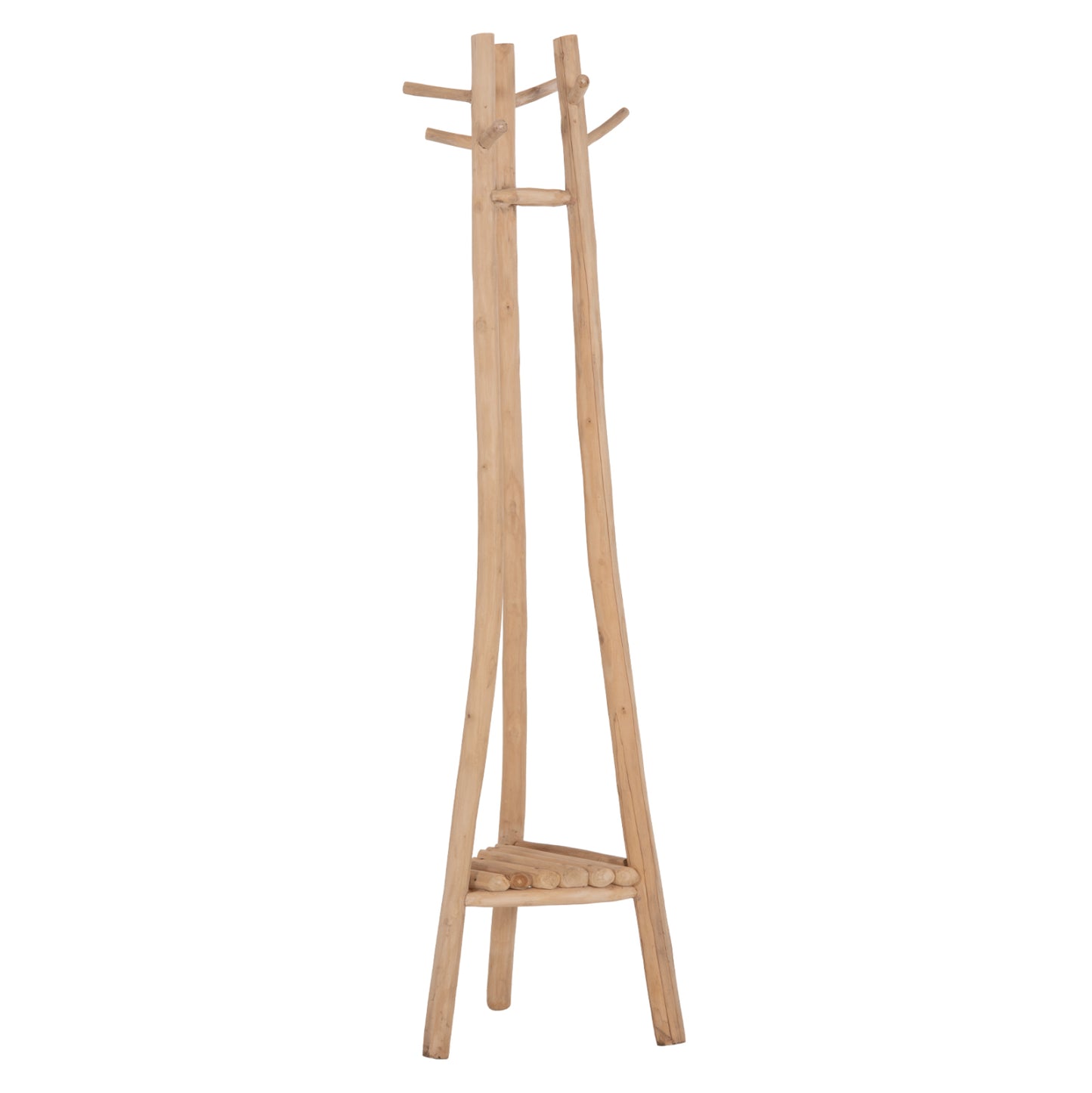 FLOOR STANDING HANGER TRIDEM HM4881 TEAK WOOD IN NATURAL 52x52x200Hcm.