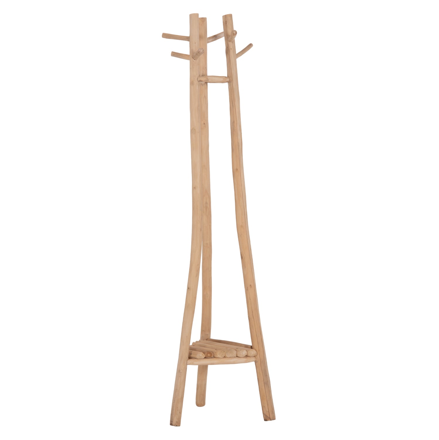 FLOOR STANDING HANGER TRIDEM HM4881 TEAK WOOD IN NATURAL 52x52x200Hcm.