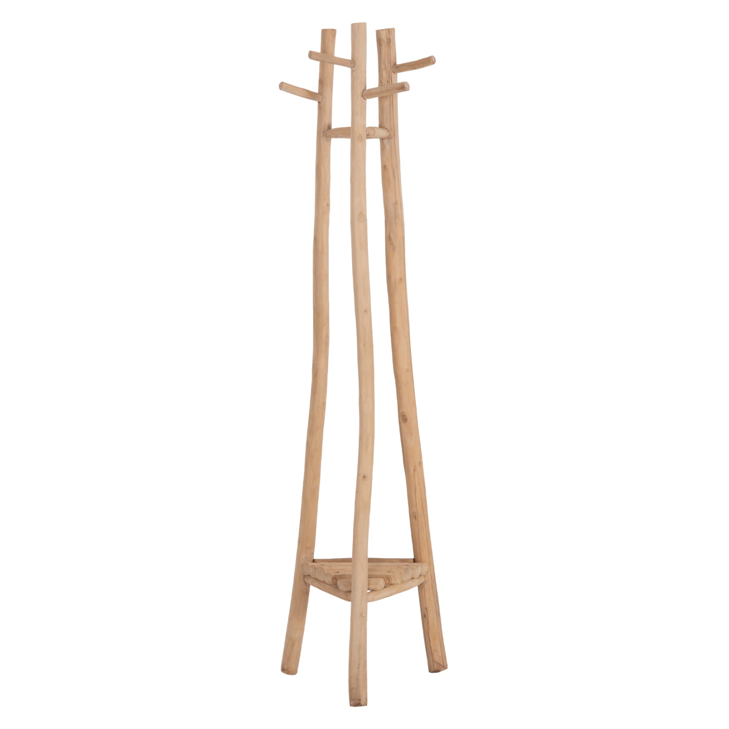 FLOOR STANDING HANGER TRIDEM HM4881 TEAK WOOD IN NATURAL 52x52x200Hcm.