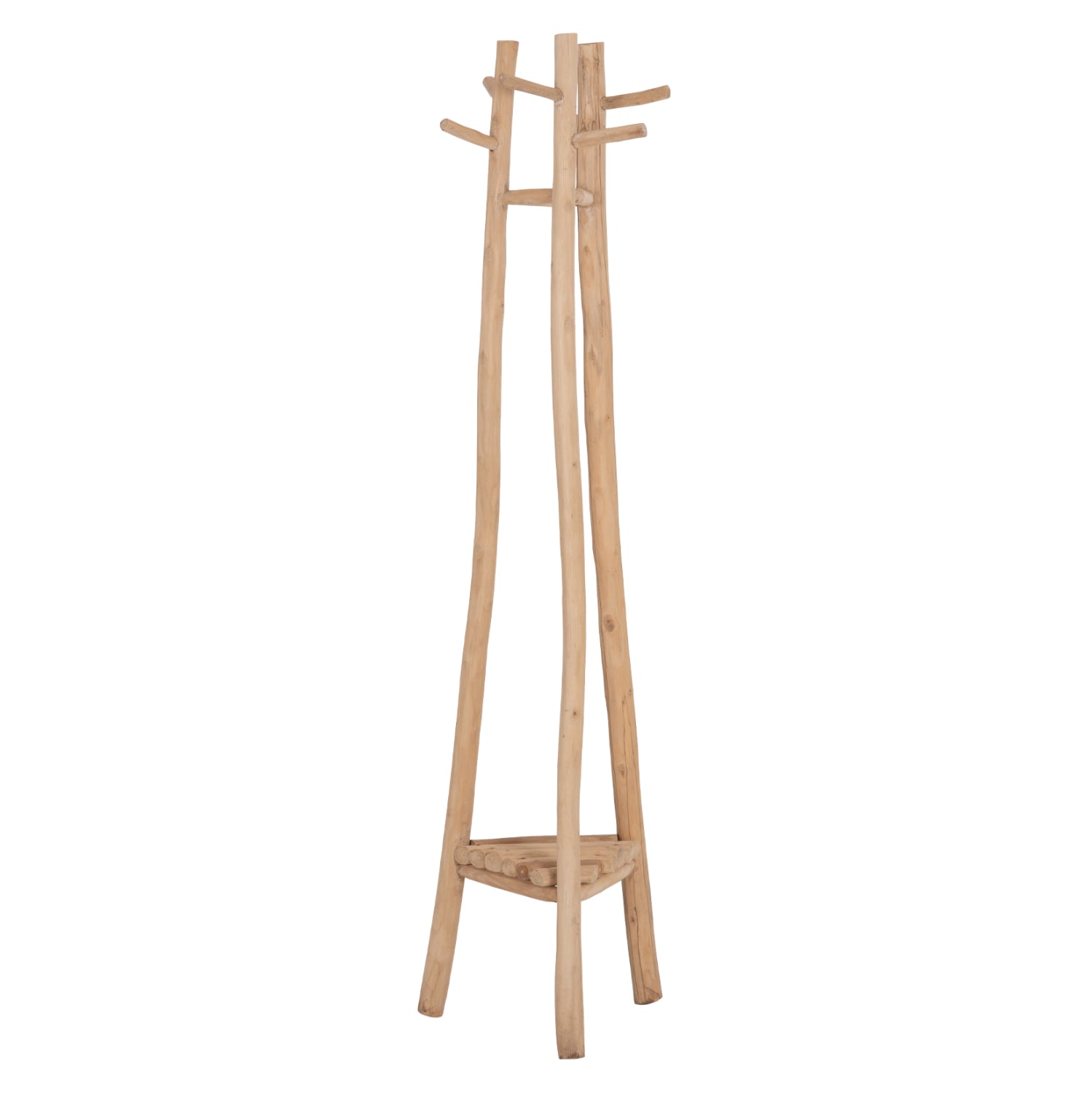FLOOR STANDING HANGER TRIDEM HM4881 TEAK WOOD IN NATURAL 52x52x200Hcm.