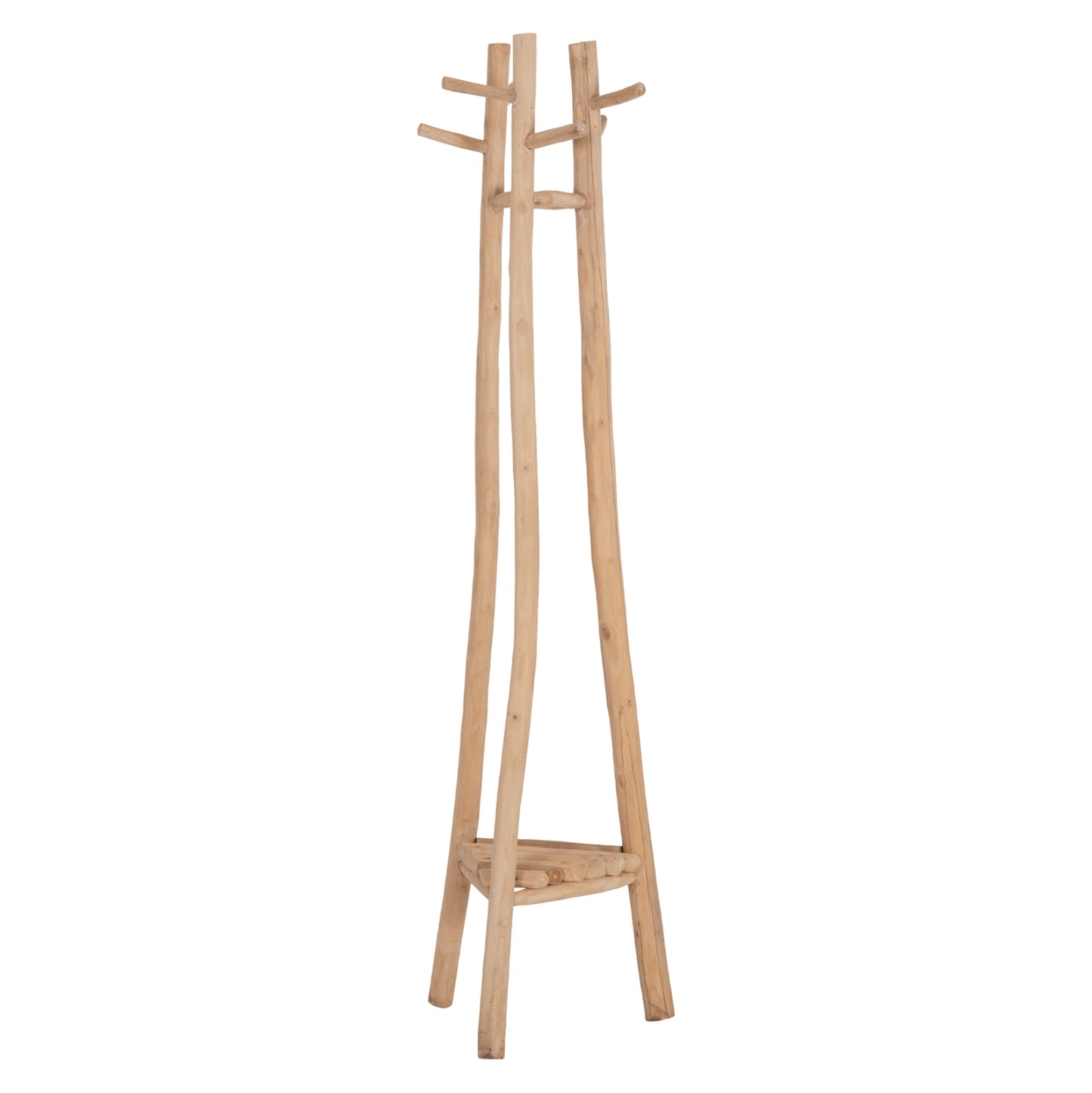 FLOOR STANDING HANGER TRIDEM HM4881 TEAK WOOD IN NATURAL 52x52x200Hcm.