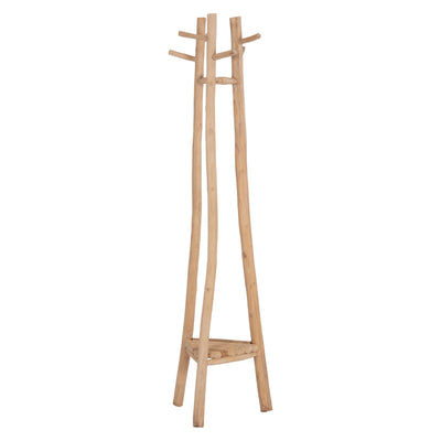FLOOR STANDING HANGER TRIDEM HM4881 TEAK WOOD IN NATURAL 52x52x200Hcm.