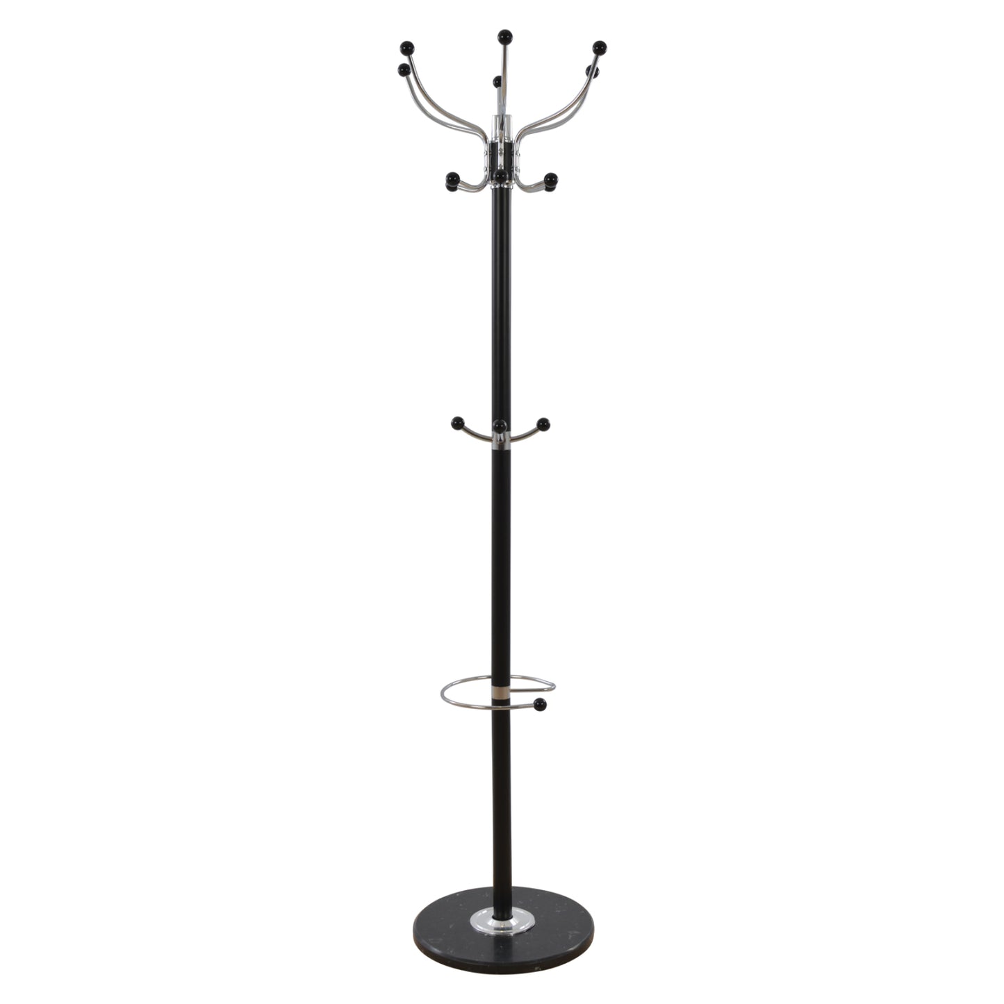 Hat/Coat Stand Metallic JUDE HM0040.01 rotating black with black marble base Φ37x170Η cm