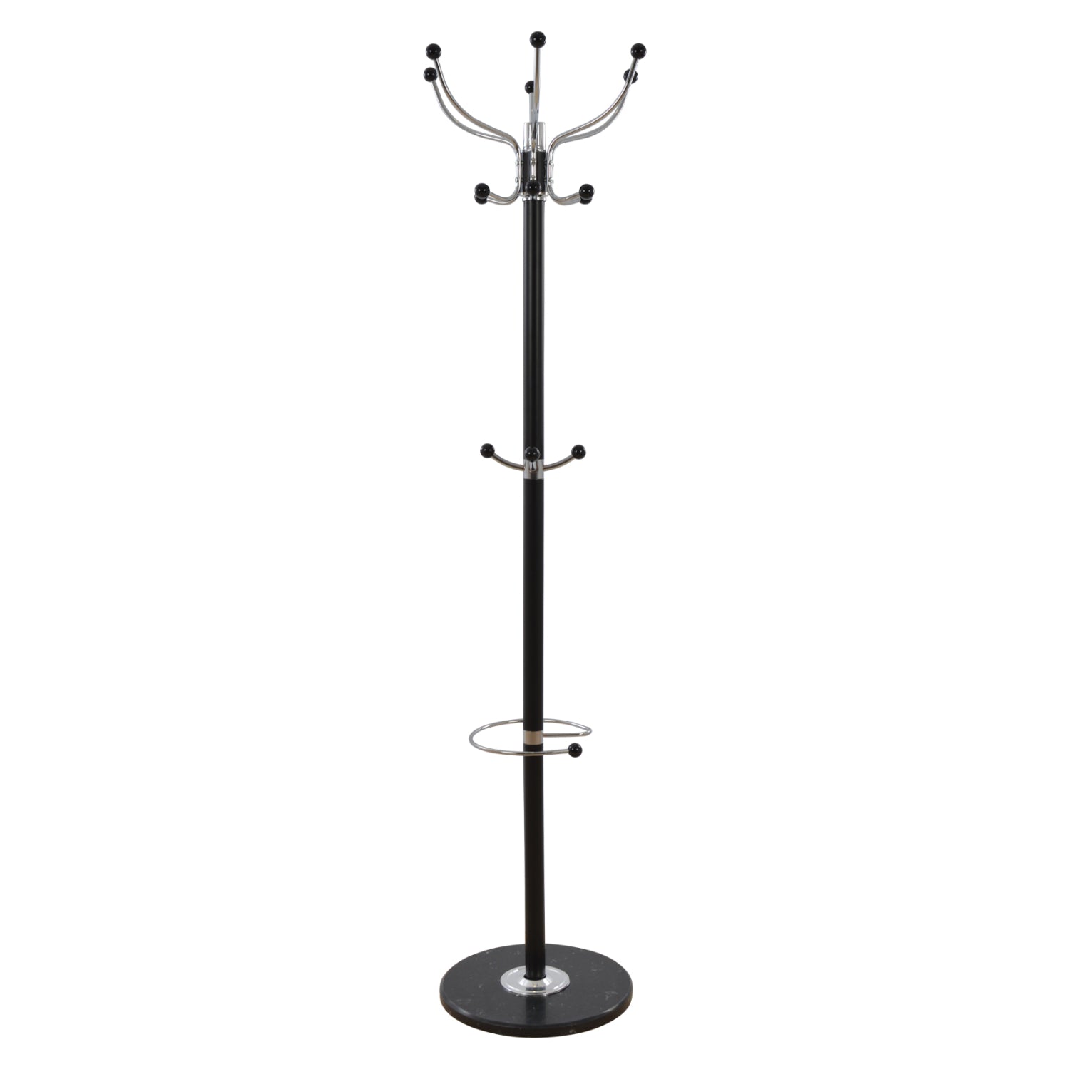 Hat/Coat Stand Metallic JUDE HM0040.01 rotating black with black marble base Φ37x170Η cm