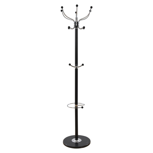 Hat/Coat Stand Metallic JUDE HM0040.01 rotating black with black marble base Φ37x170Η cm