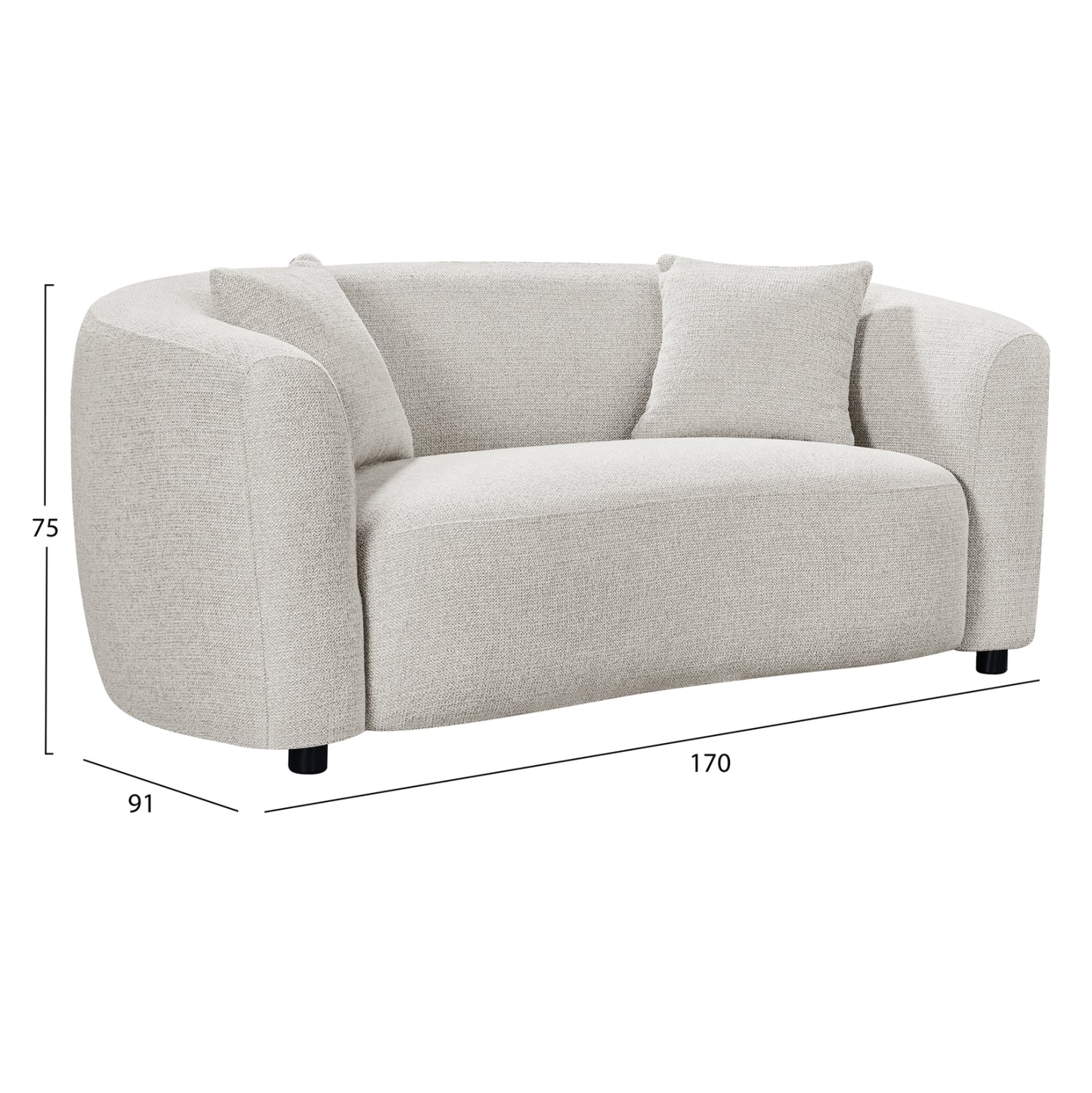 SOFA 2-SEATER NORD HM3322.02 LIGHT BEIGE FABRIC 170x91x75Hcm.